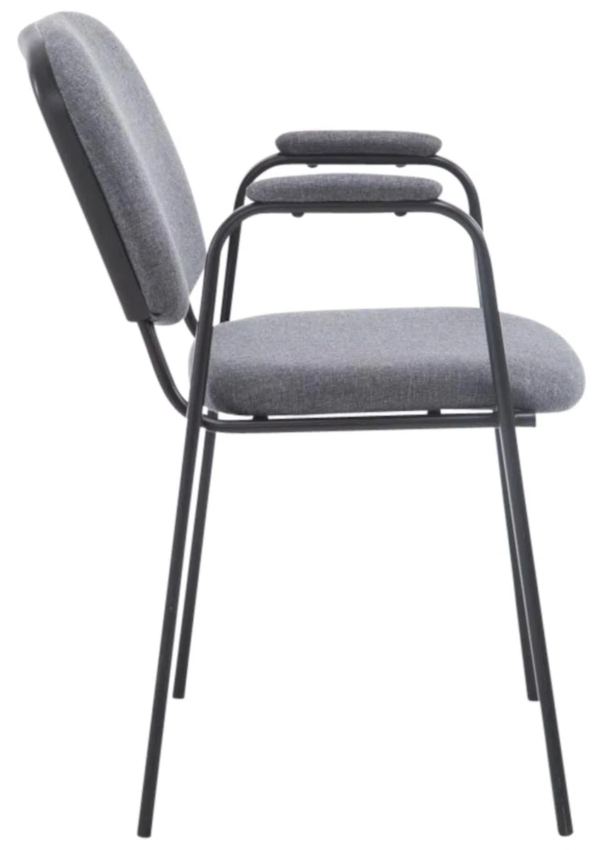 CLP Set 4 Sedie Impilabili Ken Pro con Braccioli Imbottiti, per Conferenze, in Tessuto, Struttura in Metallo Nero Robusta fino a 150 kg, Colore:grigio