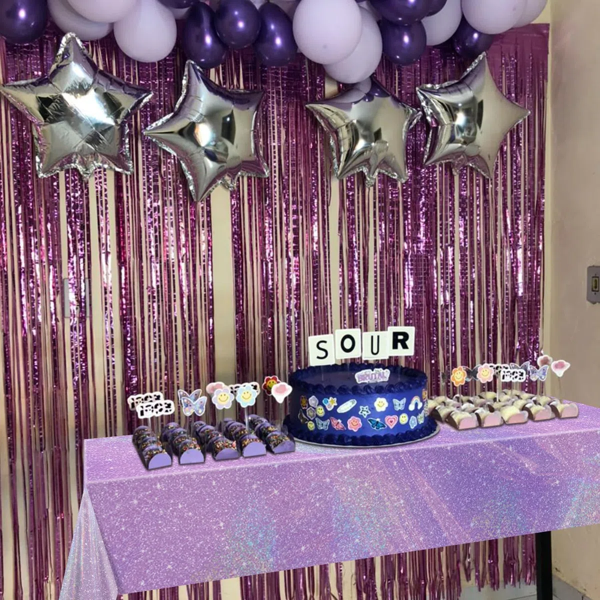 4 pezzi copritavolo laser viola, tovaglia viola rettangolare lucida per decorazioni di festa iridescenti Forniture per feste nuziali, 130 x 220 cm