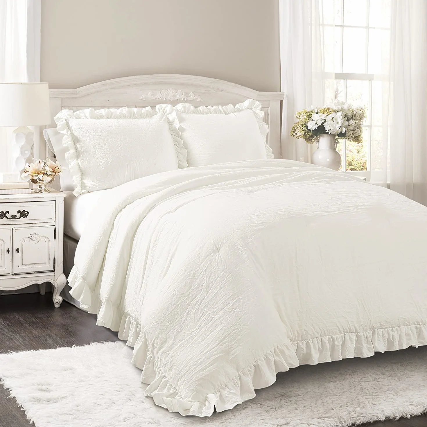 Lush Decor Reyna, Poliestere, Bianco, King