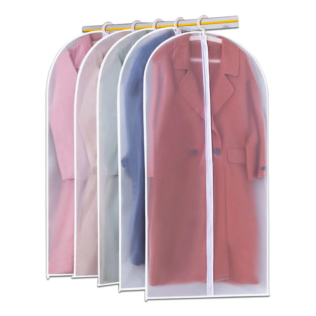 5 Pezzi Copriabiti Antipolvere Trasparenti, Abbigliamento Copre per Abiti Copertura Vestiti per Copertura Cappotto Giacca Abiti, Robusta Cerniera Completa (60cmX120cm)