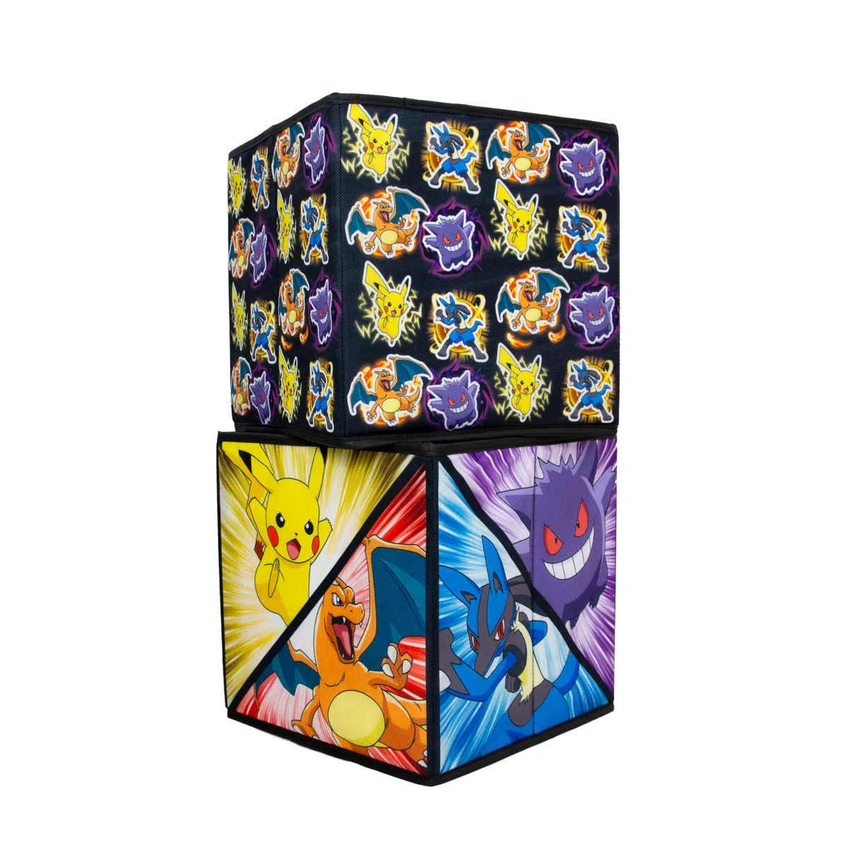 Pokémon Scatole portaoggetti con licenza ufficiale, confezione da 2 cubi pieghevoli, design Pow Pow con Pikachu, perfetti per organizzare la stanza dei bambini, la stanza dei giochi, 30 x 30 cm