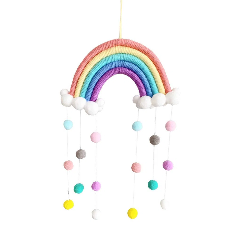 Arcobaleno Decorazione da Parete macramè Appeso, Tessuto macramè Decorativo per Camera, Carino Decorazione da Parete Adatto per Ornamenti Festival Regali (Blu)