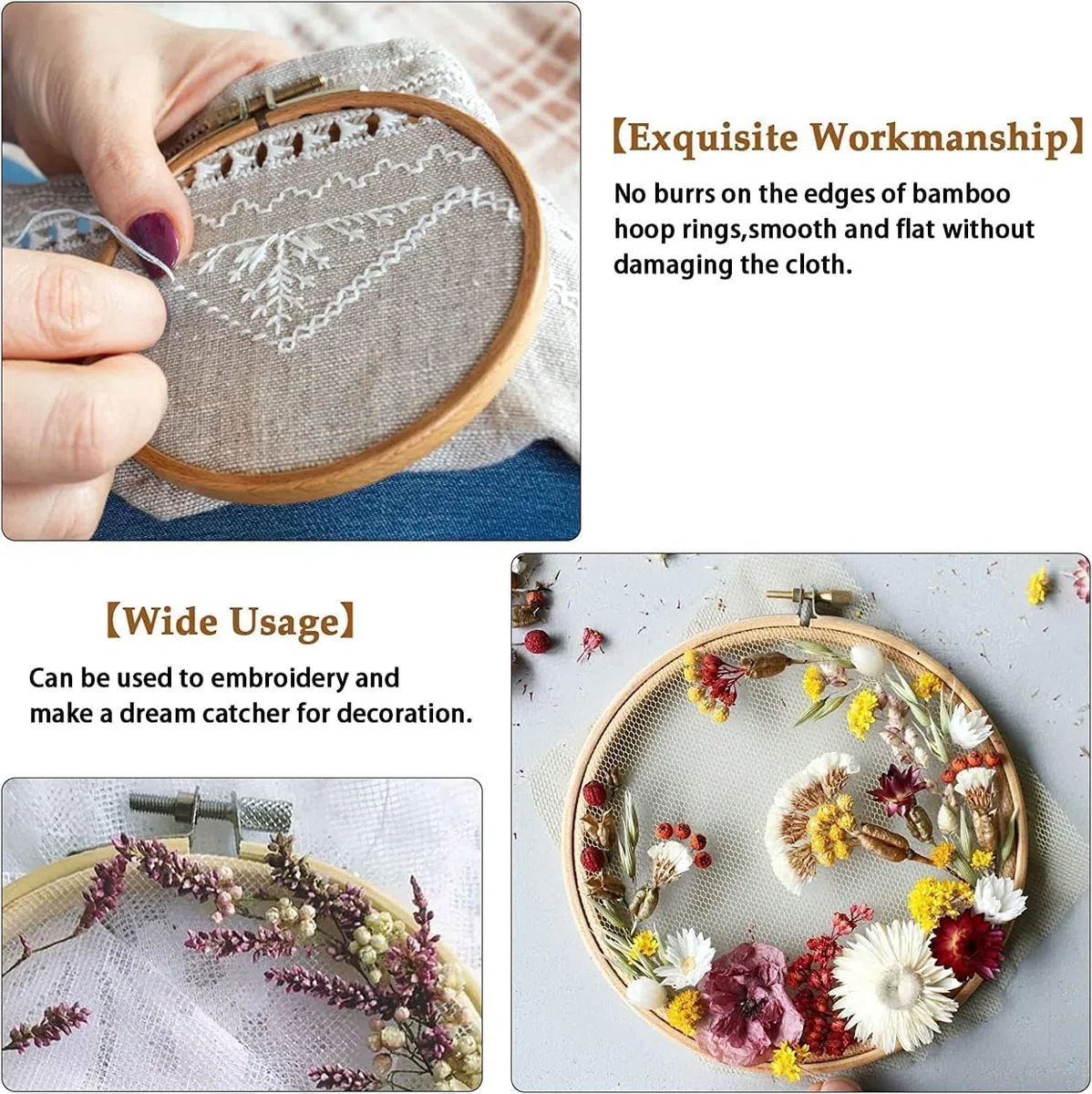 ZOOQUE 20 Pezzi Telaio da Ricamo,Bamboo Cerchio Cerchi da Ricamo in Legno per Punto Croce L'artigianato il Cucito a Mano Decorazione e Progetti Fai da Te e Cucito (10cm,20Pezzi)