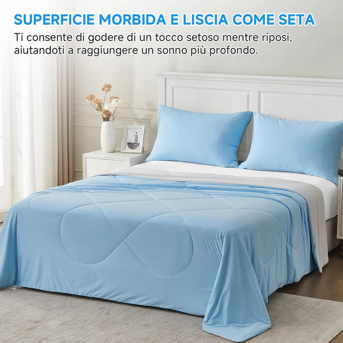 HOMFINE Coperta Refrigerante Letto - Super Morbido Coperta Estiva Matrimoniale Q-Max>0,4 Fresca Coperta Estiva di Rinfrescante Cooling Blanket Traspirante Coperte Estive, Blu, 200 x 220 cm
