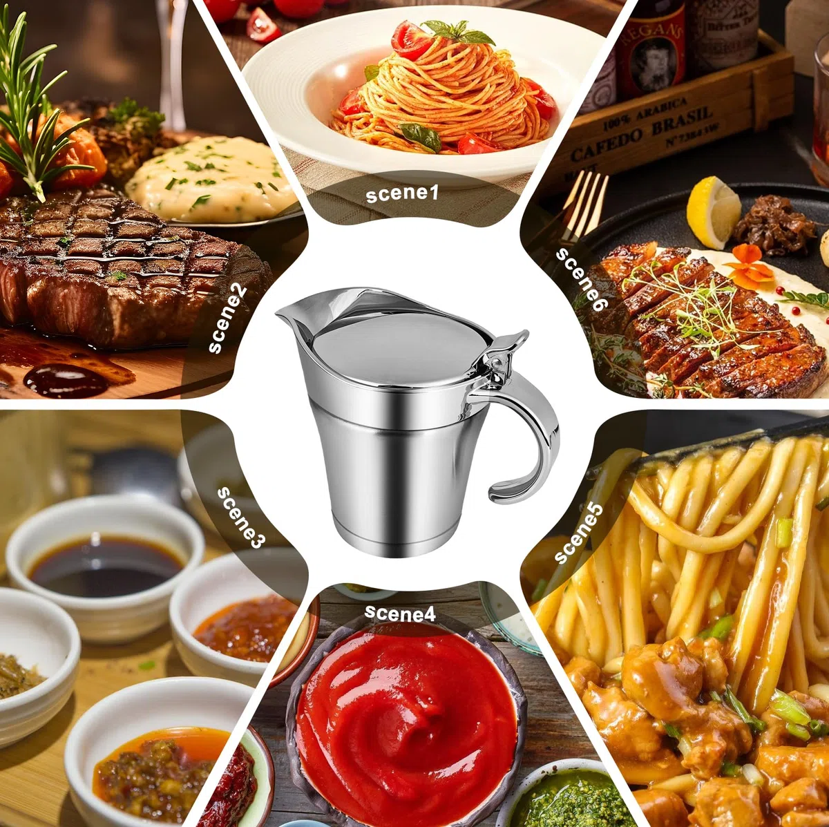 Salsiera termica in acciaio inox, con coperchio ribaltabile, 750 ml, ciotola per salsa in argento, doppio isolamento, vaso per salsa termica, posacenere per crema alla vaniglia, salsa maionese, latte