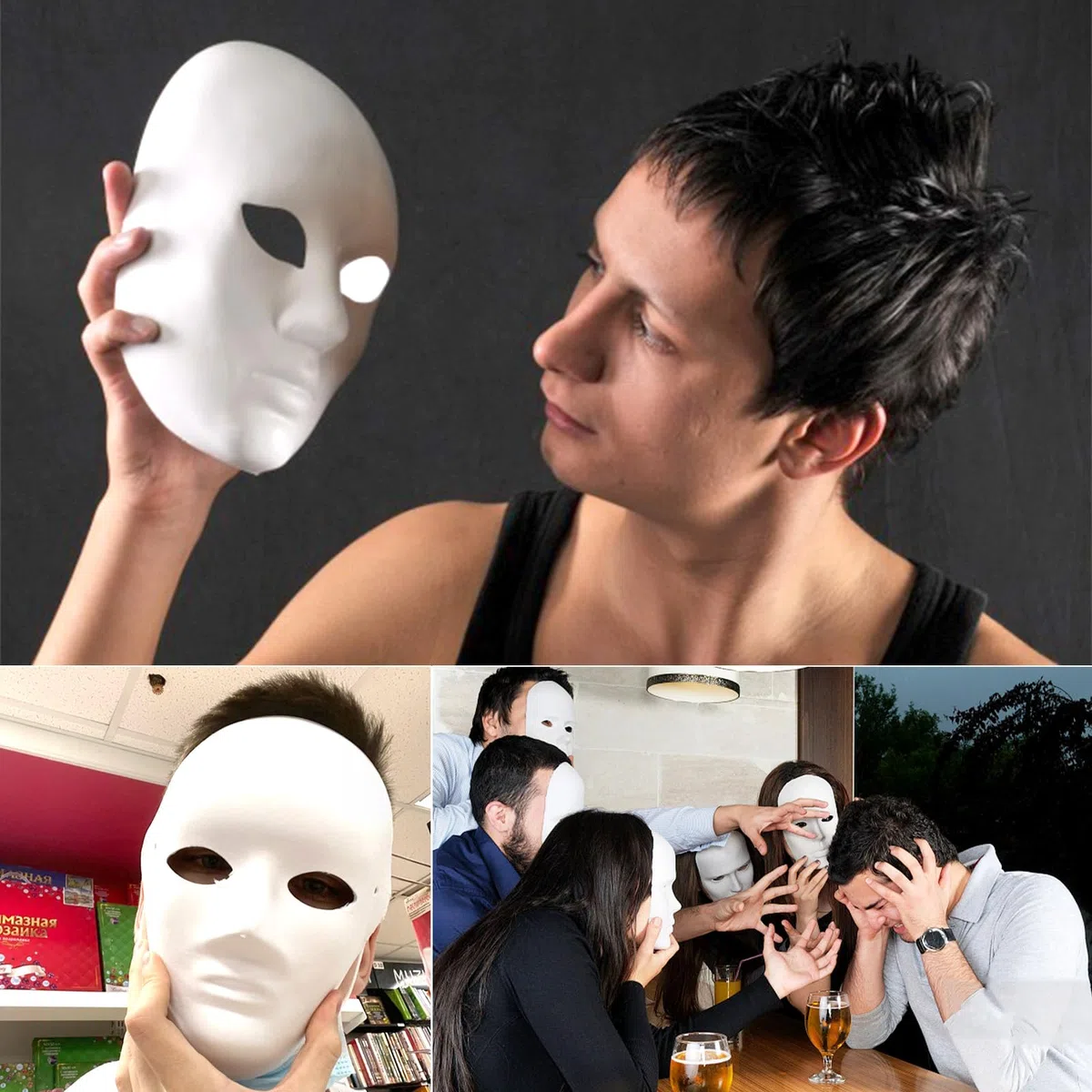 10 Pezzi Maschera Bianca Verniciabile, Carta Fai Da Te per Carnevale e Viso