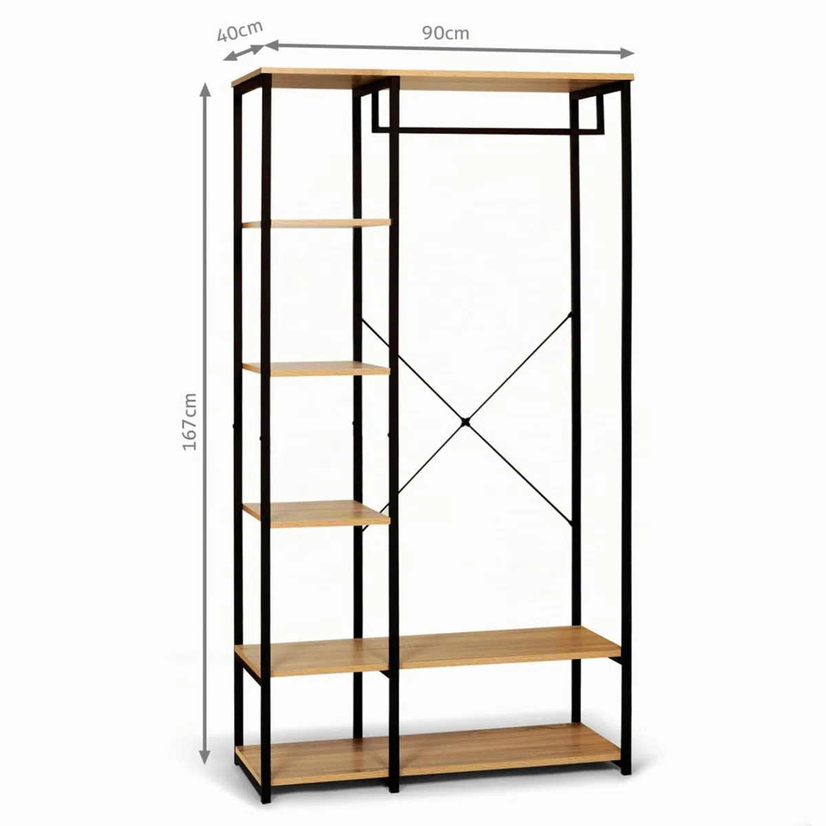IDMarket - Armadio con ripiani L. 90 cm DETROIT industrial design