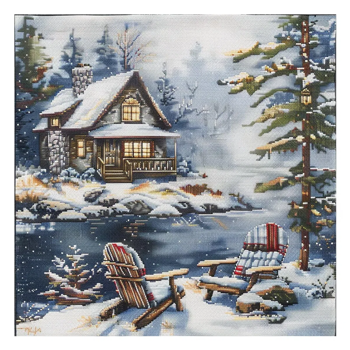 Xinpinzhou Kit Punto Croce Prestampato da Ricamare Completo, 11CT, 40x40 cm | Schemi Facili per Principianti, Set Ricamo Completato ha Aspetto Raffinato per Decorazioni Parete o Regalo Mamma