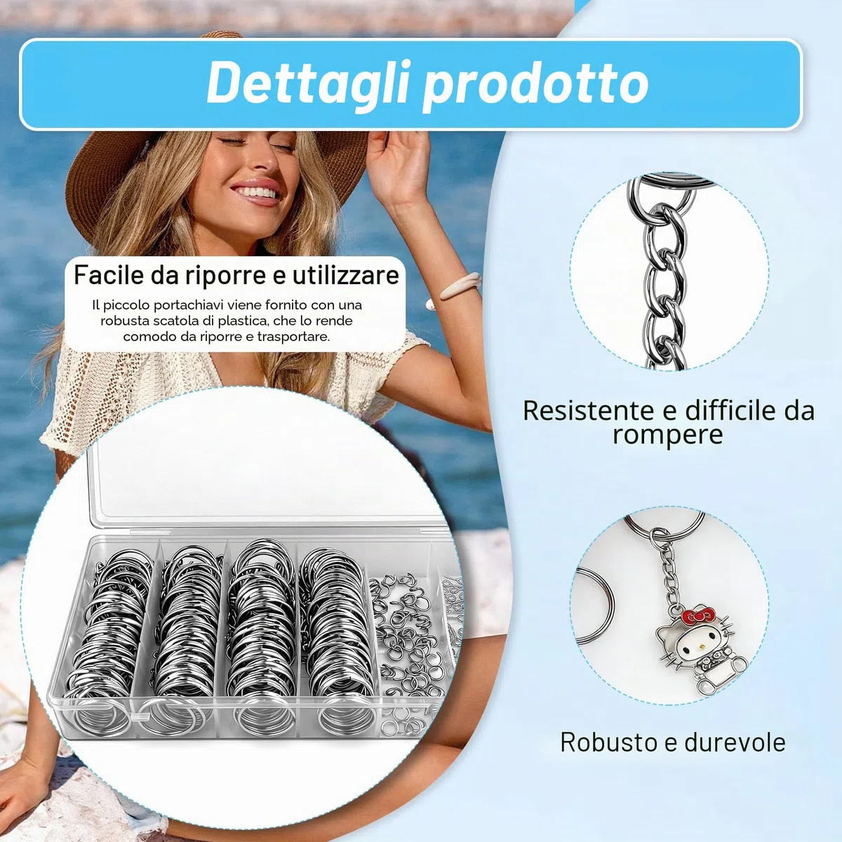 150 Pezzi Anelli Portachiavi, 25mm Anello Portachiavi per Fai da Te Gioielli Oggetti Fatti a Mano e Piccoli Accessori, con 150 Viti Oculari, 150 Anelli Split Jump e 1 Scatola di Plastica