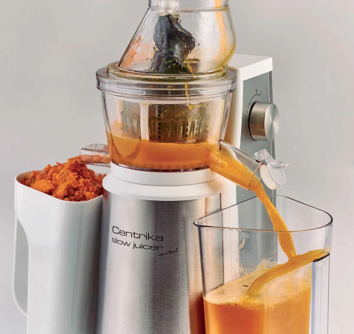 Ariete 177 Centrika Slow Juicer Metal, Estrattore di succo, 400 W, Raccoglitore di succo, 1 velocità + reverse, Argento