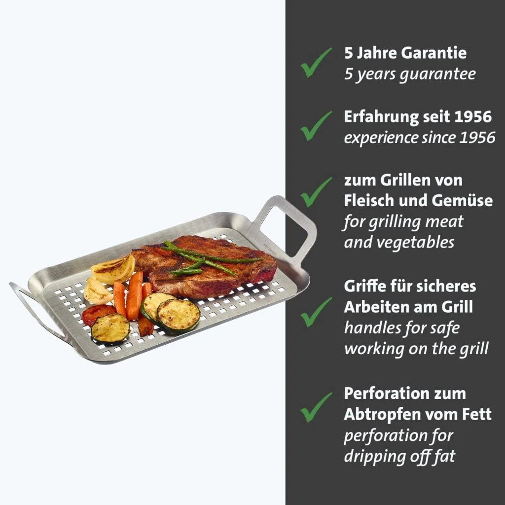 Westmark Griglia piatta piccola per barbecue – pratica per grigliare verdure, carne e altre prelibatezze, resistente, lavabile in lavastoviglie – acciaio inox
