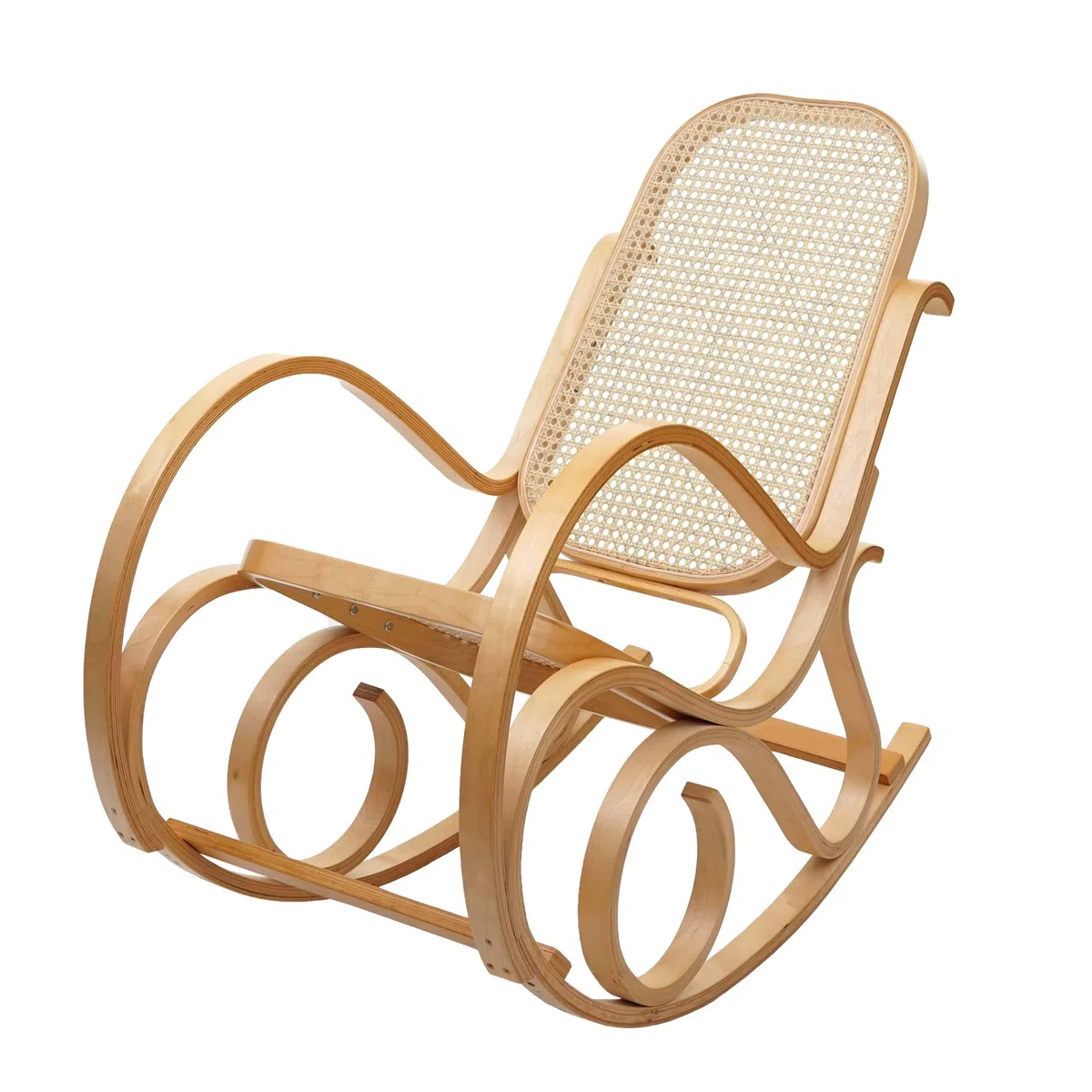Mendler Sedia a Dondolo Classica Elegante M41 Legno Chiaro Seduta Rattan