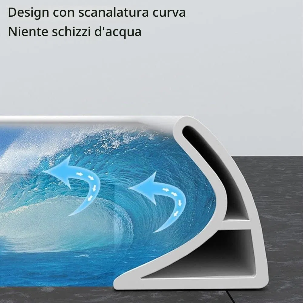 Zayejod 1M Barriera Doccia Barriera per Acqua Autoadesivo, Bordo Vasca da Bagno Piatto Doccia Barriera per Doccia per Cucina Bagno e Toilette(Bianco, 3cm Hx2cm W)