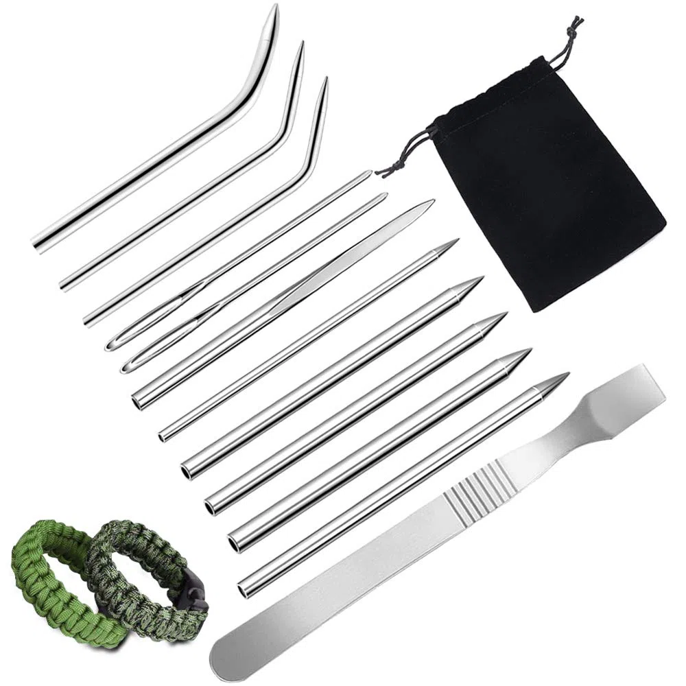Senhai 12 pezzi Ago Paracord FID con borsa di stoffa, Ago per cuciture Paracord per Braccialetti fai da te, Stringhe di lacci per tessitura, Decorazione di abbigliamento