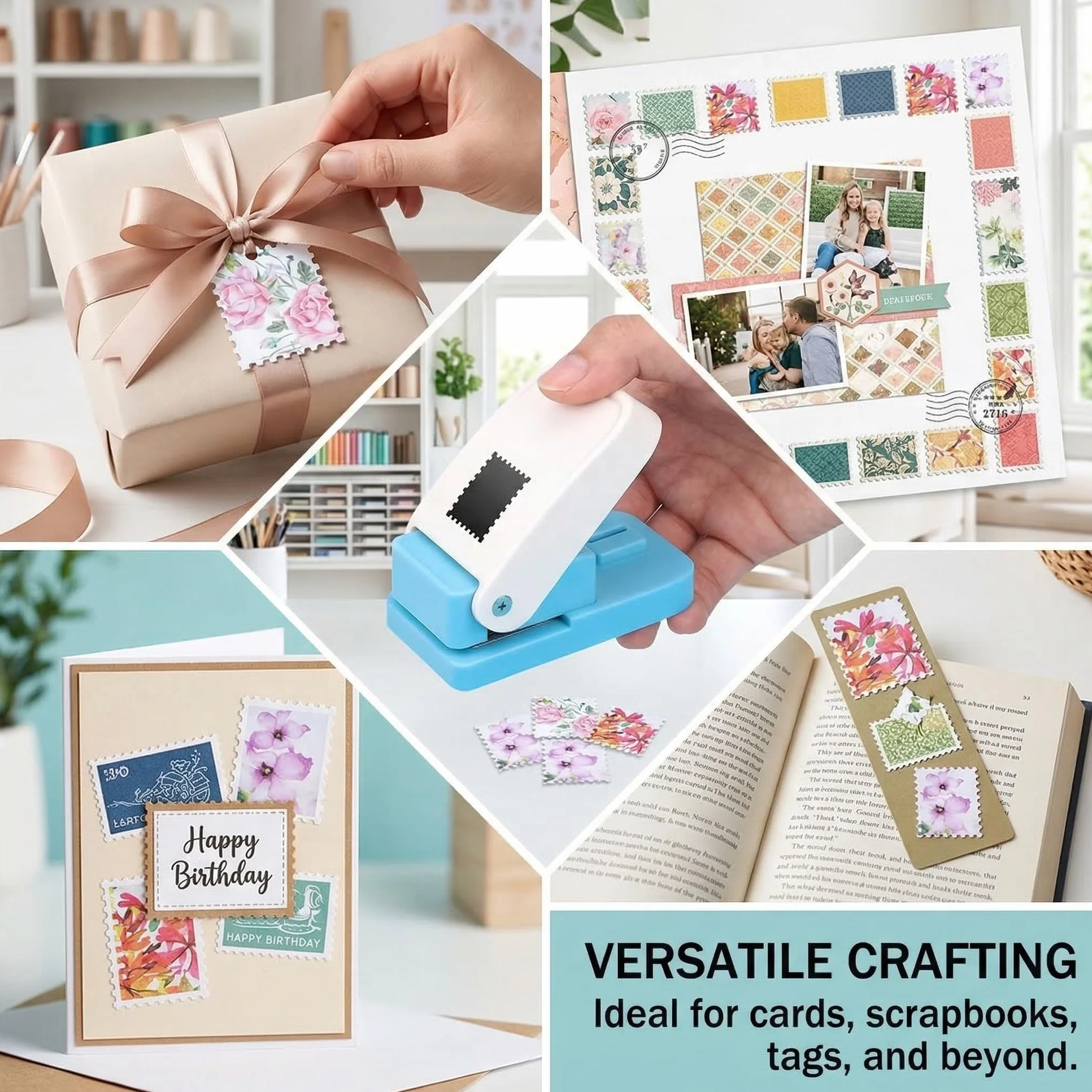 Perforatrice rettangolare per francobolli a leva forma del timbro per lavori artigianali con carta scrapbooking fai da te creazione di biglietti artistici e artigianali