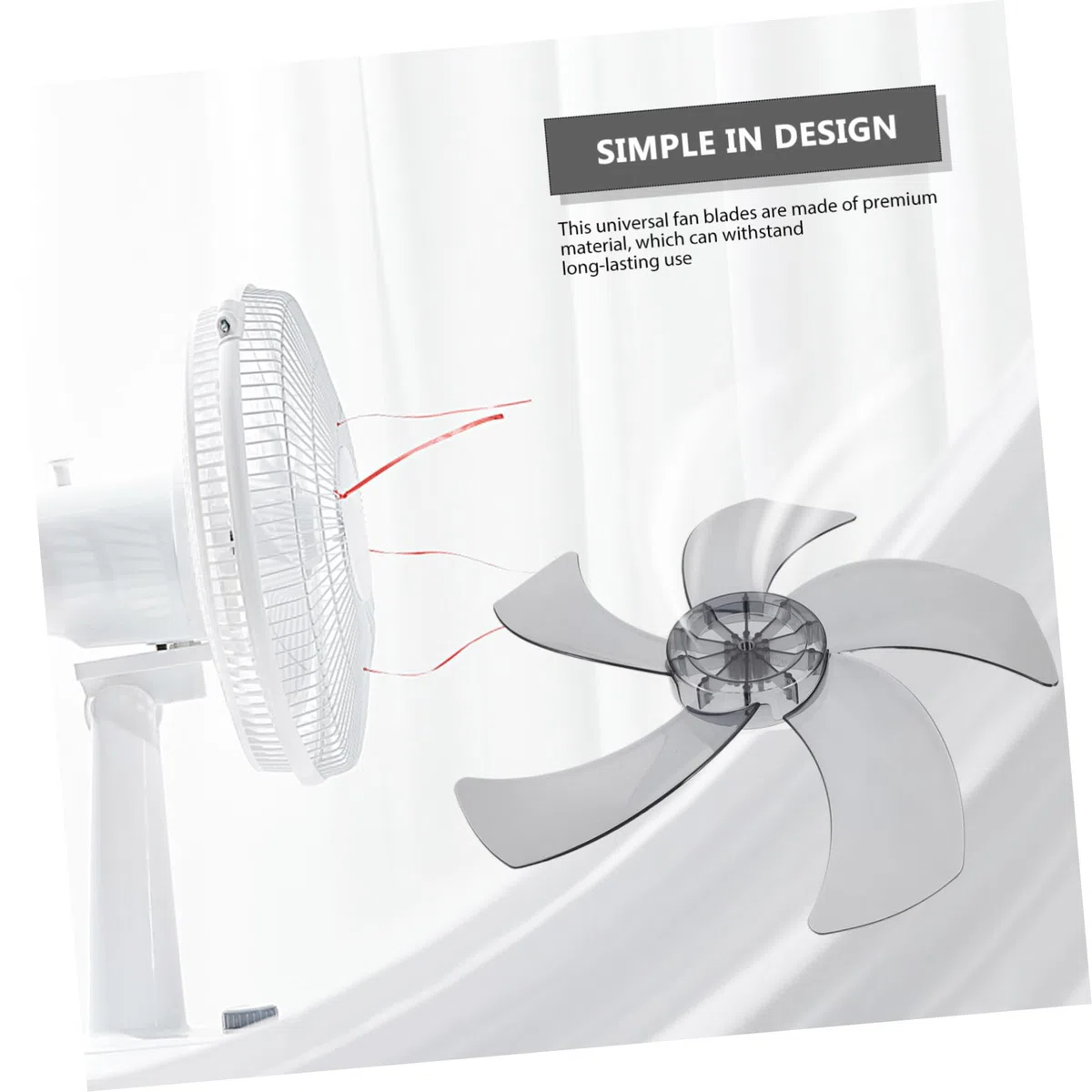 Pala di Ricambio Pratica e Facile da Montare per Ventilatore a 5 Foglie in Plastica, Compatibile Ventilatore da Tavolo e Piedistallo per Uso Domestico