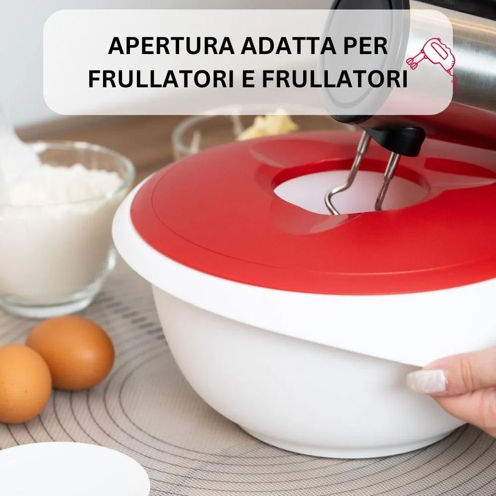 Westmark Ciotola da cucina con coperchio in due parti, 2,5 l, Con beccuccio, Plastica, Bianco/Rosso, 3153227R