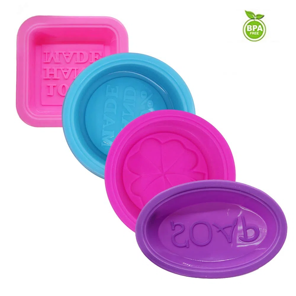 20 pc sapone in silicone che fa stampi, forma rotonda ovale quadrata, fineGood dolce cupcake muffin stampo per fai da te artigianale fatto in casa, commestibile