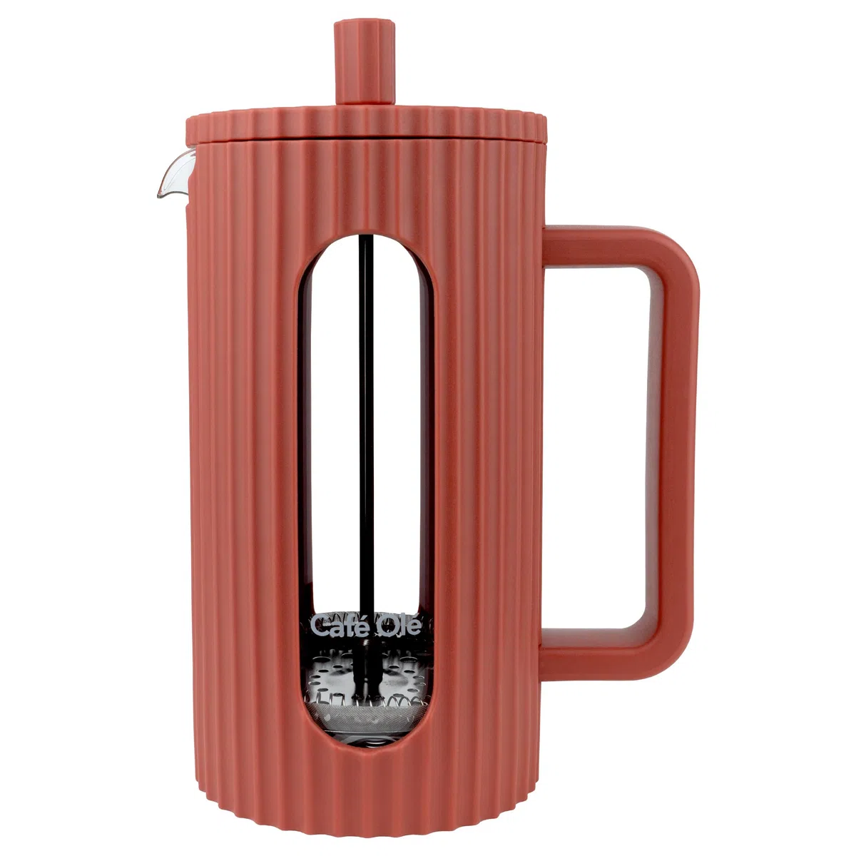 Café Olé Ciao 8 Cup Cafetière, garza in acciaio inox, French Press, rosso