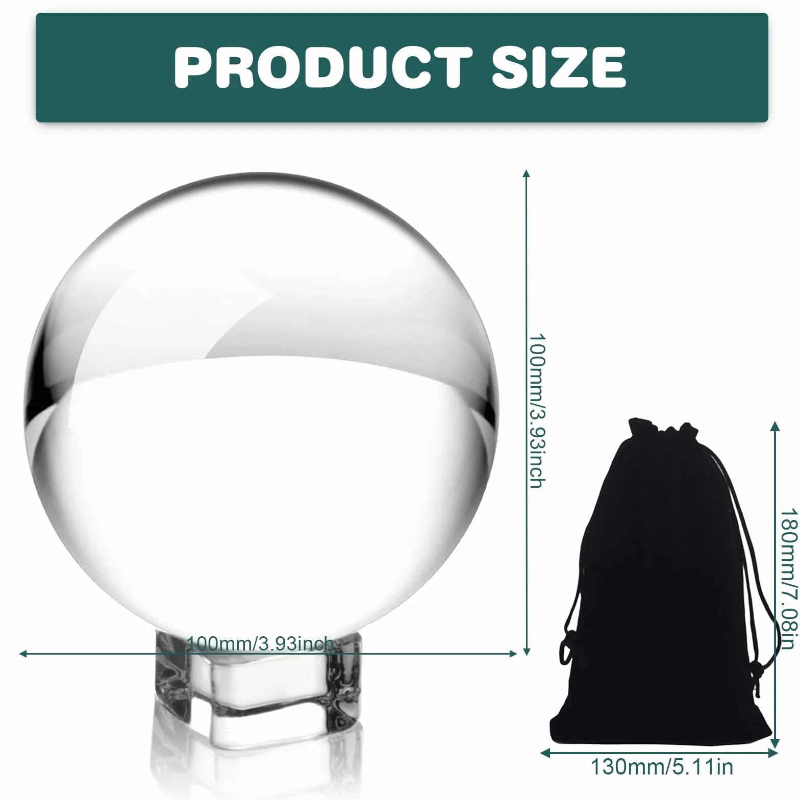 Sfera di vetro per fotografia in vetro K9, sfera di cristallo, 100 mm, sfera di vetro trasparente, sfera di cristallo, decorazione per divinazione, regalo per fotografi amatoriali