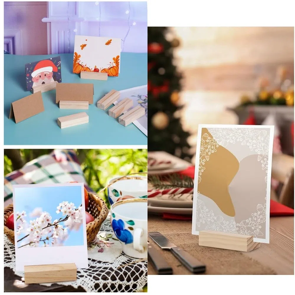 Acrylic 30 Pezzi portacarte in legno,Wood Card Holder, Inserire la Carta I titolari, Porta carte menu in legno di faggio, per Ristoranti Matrimoni Banchetti Feste Celebrazioni