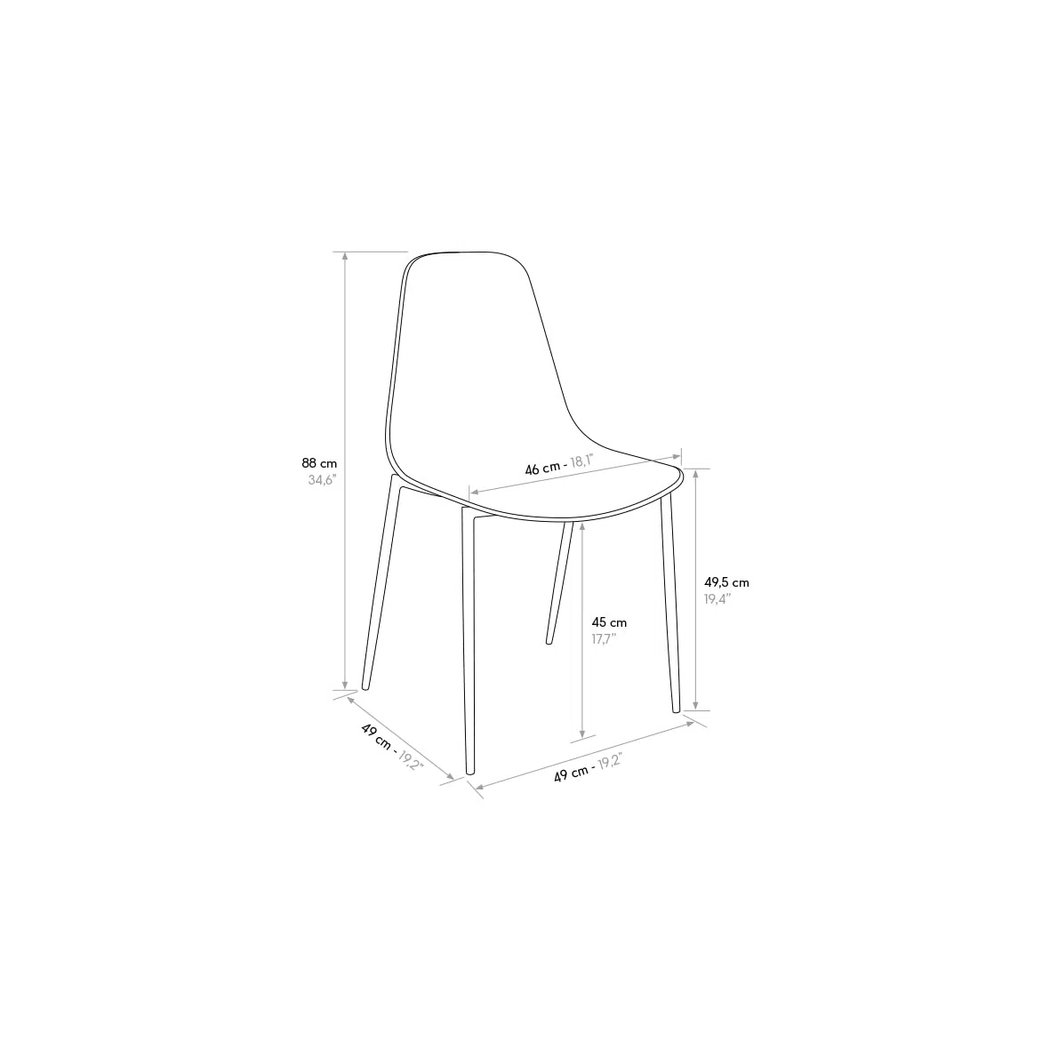 PAZZO DESIGN Sedia Alix, Set Da 4 Sedie, Arancio, In Polipropilene, Gambe Metallo, Cucina, Sala Da Pranzo, Sedia Per Ufficio - id_2068