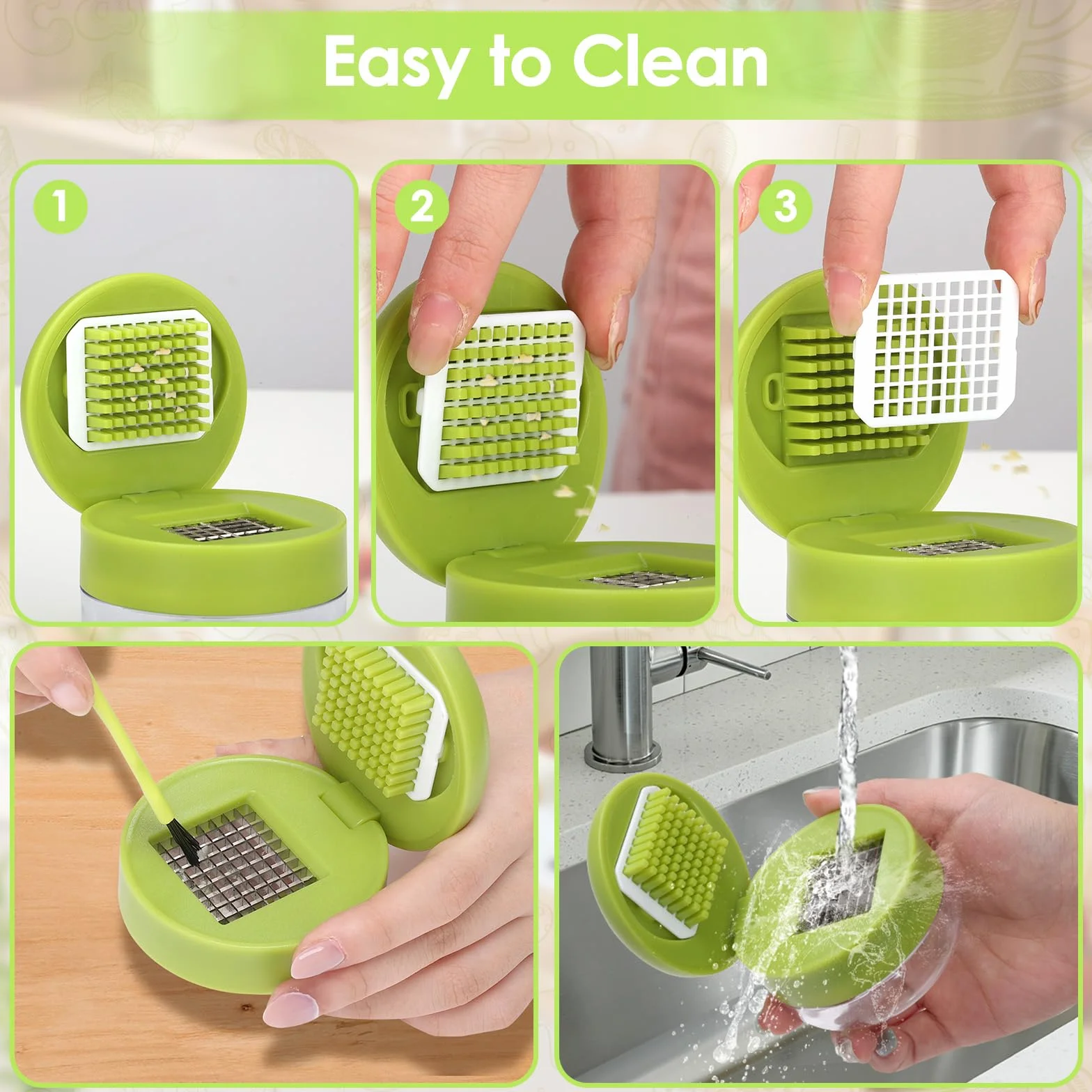 Trita Professsionale Spremiaglio e Sbuccia 2 Pezzi, Schiaccia Aglio in Acciaio Inox con Pelapatate e Pennello di Silicone, per Aglio, Zenzero e Frutta
