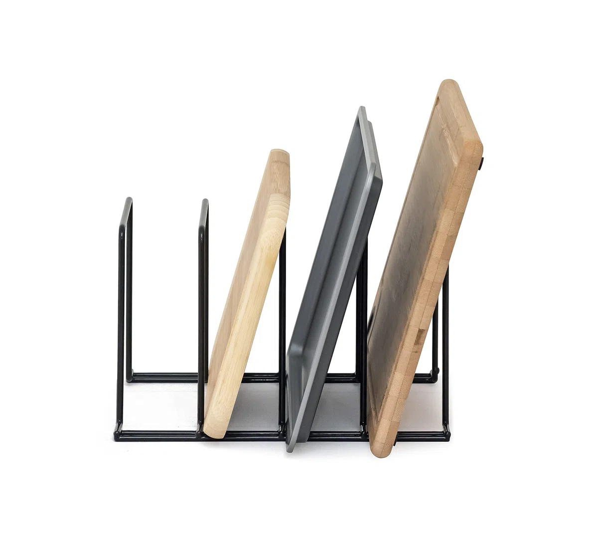 simplywire – Supporto per teglie e taglieri - Rastrelliera per coperchi, pentole e padelle - Organizer per credenze da Cucina – Acciaio Rivestito in plastica Nera