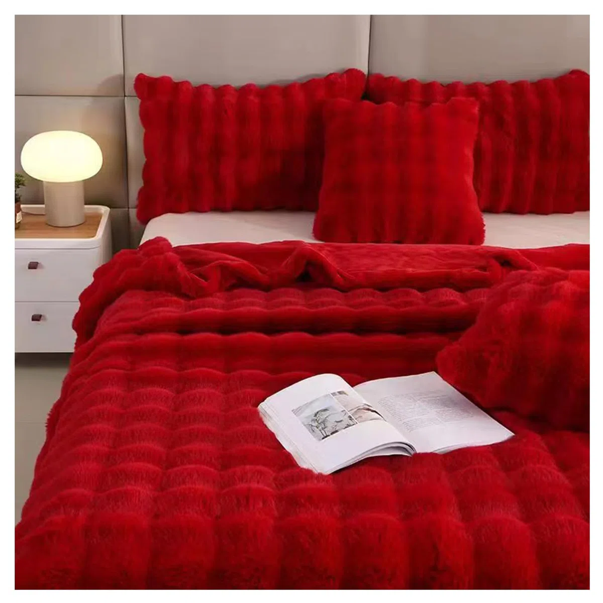Ergocar Coperta, Coperta in Pelliccia di Coniglio Finta, Reversibile Coperta Soffice e Accogliente, Coperta da Divano Morbida, Coperta Decorativa, per Divano, Letto, Viaggi