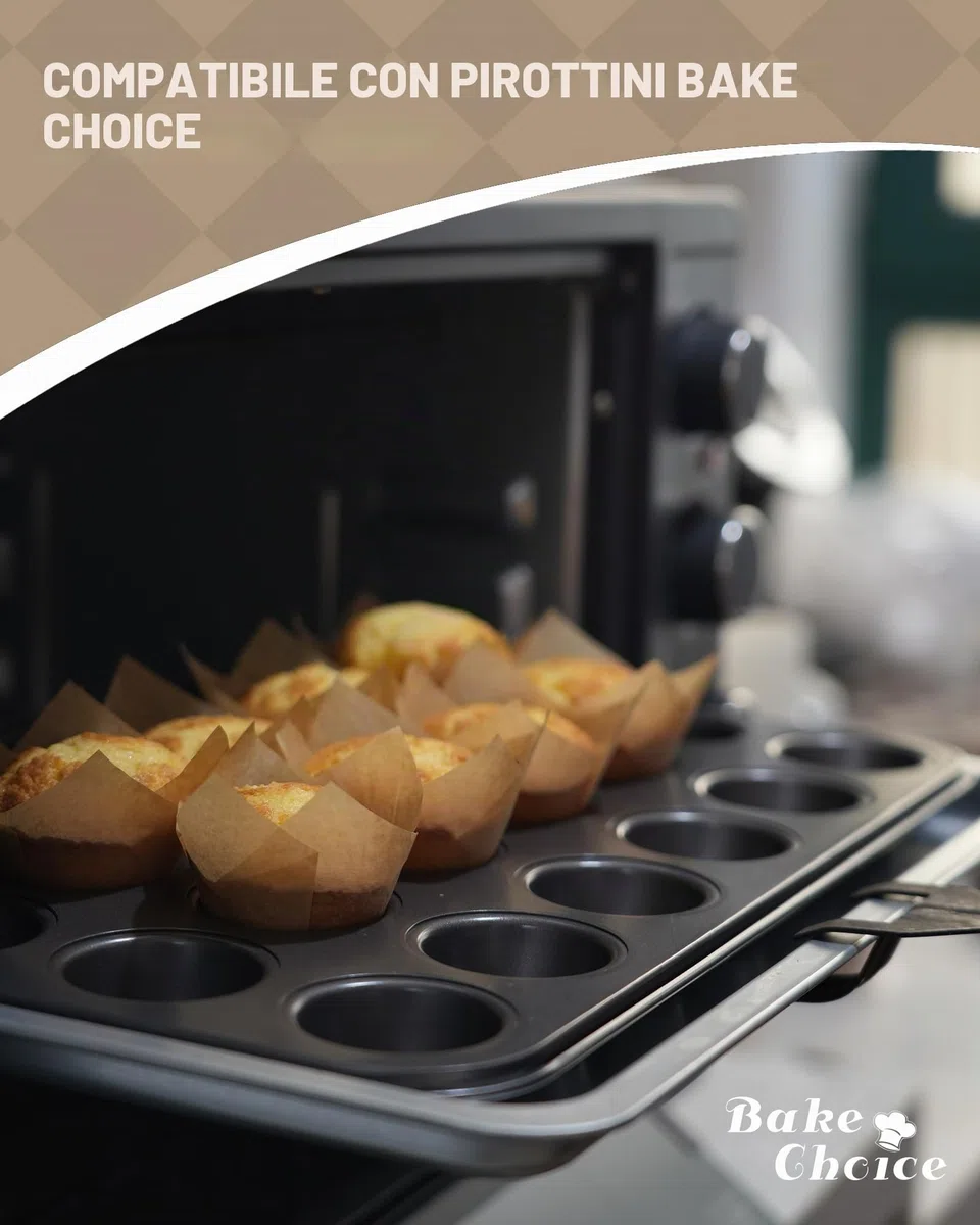 Bake Choice Inclusi 200 Pezzi Pirottini in Carta,Muffin Stampo Mini,Teglia Muffin 24,Rivestimento Antiaderente per Cupcake