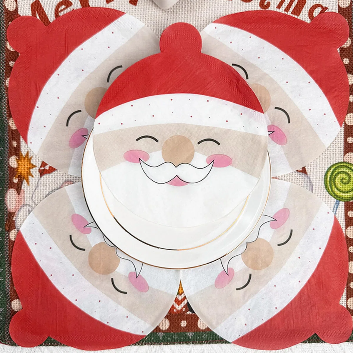 40 tovaglioli natalizi con motivo di Babbo Natale, tovaglioli rotondi, decorazioni natalizie, decorazioni per feste, carta velina