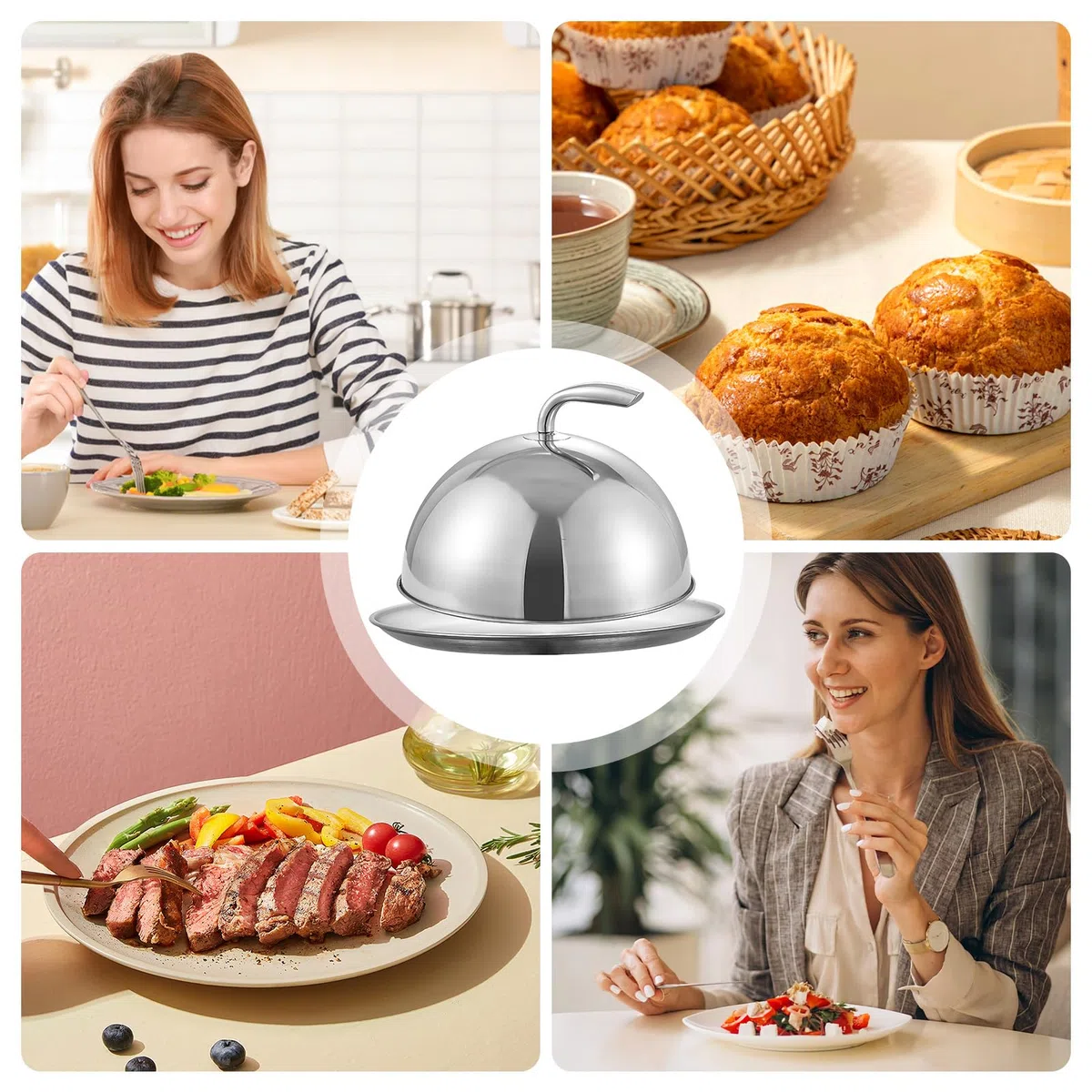 Generico Copertura Basting,Protettore per Il Servizio di Cibo | Coperchio A Cupola in Acciaio Inossidabile per Alimenti - per Casa Cena Picnic Cucina Compleanno Tavola da Pranzo Ristorante