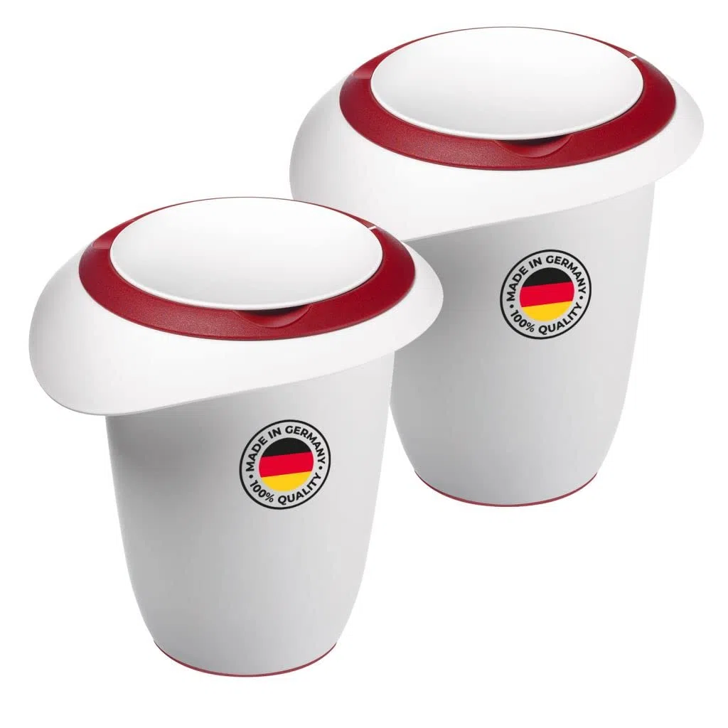 Westmark 315122E3-2 pentole con coperchio diviso, 1 l, con beccuccio, in plastica, bianco/rosso
