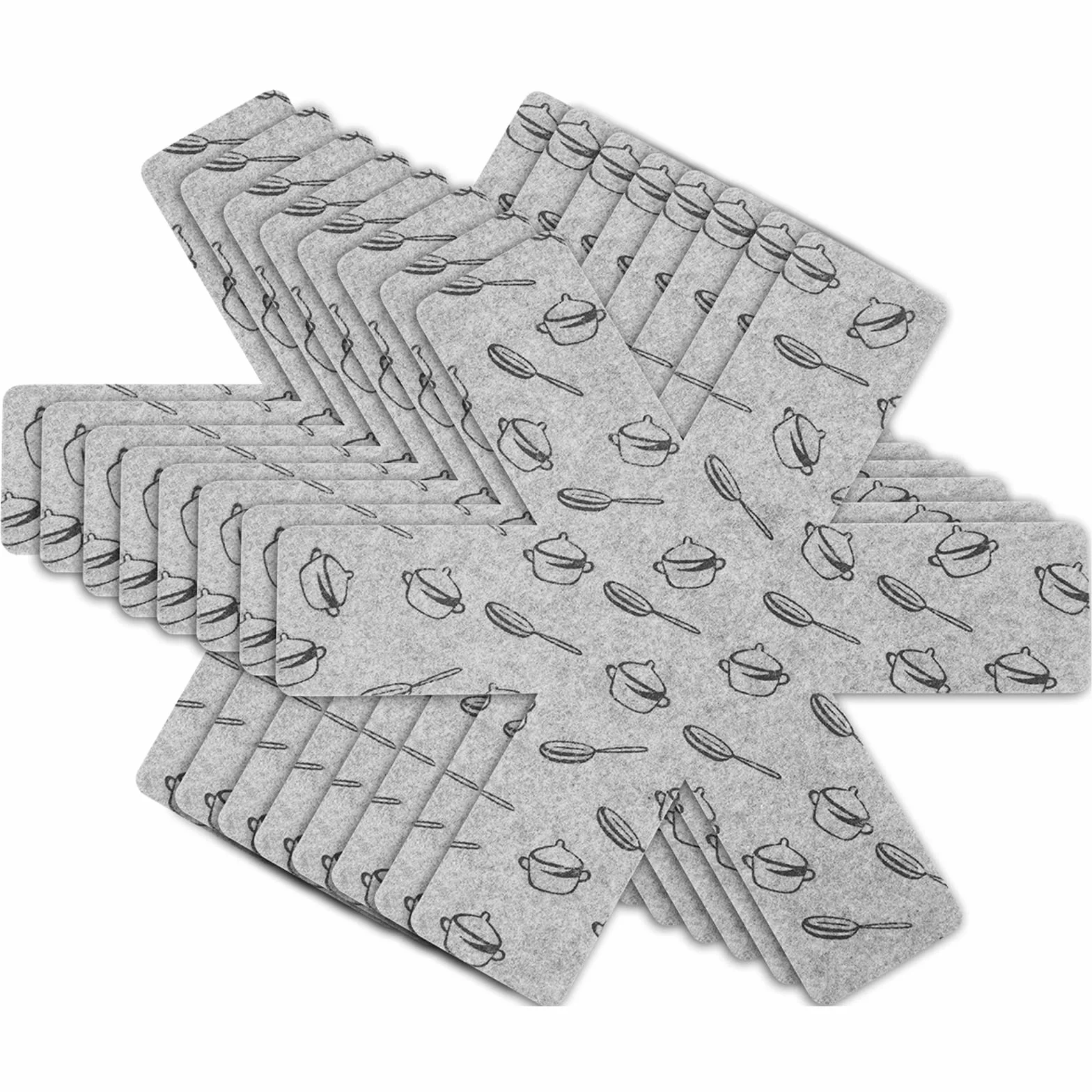 flintronic Separatori Pentole - Proteggi Pentole e Salvapadelle - Set 8 Pezzi (38CM) - Perfetti per Pentole e Padelle Antiaderenti in Acciaio Inox, Ghisa, Ceramica (Grigio)