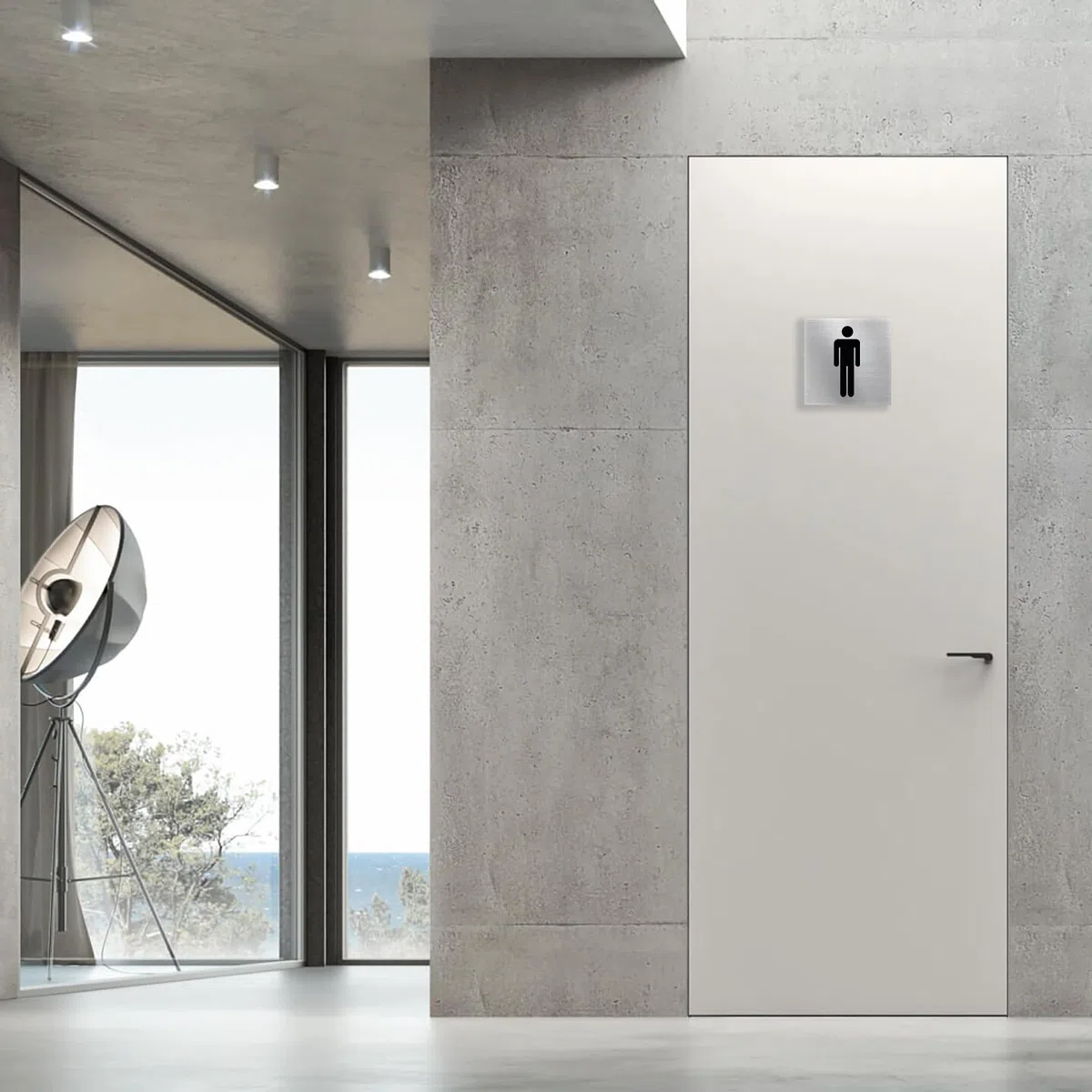 Stileitaliano Targhetta bagno Donne Uomini Disabili adesiva Targa Porta Toilette WC adesivo donna uomo targhette metallo targhe 3 pezzi 10cm (Alluminio Spazzolato)