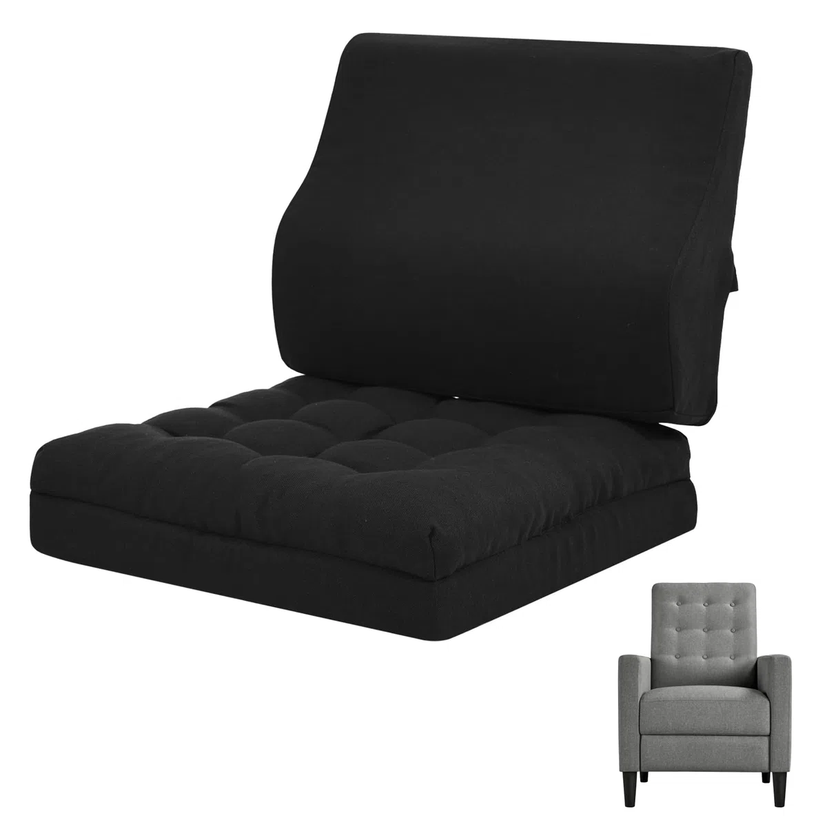 Set composto da cuscino per seduta e cuscino per lo schienale, rialzo per sedute per anziani, cuscino per sedia in schiuma memory a doppio strato e cuscino lombare ergonomico, grande e antiscivolo