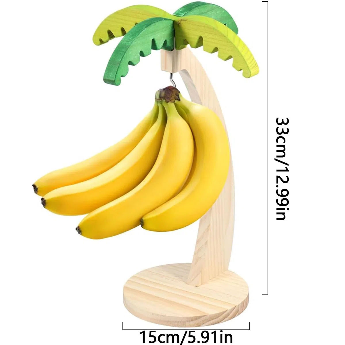Supporto per Banana con Gancio in Acciaio Inossidabile Resistente, Supporto per Banane in Legno per Mantenere Fresche le Banane, Portabanane Legno, per Conservare la Frutta a Casa