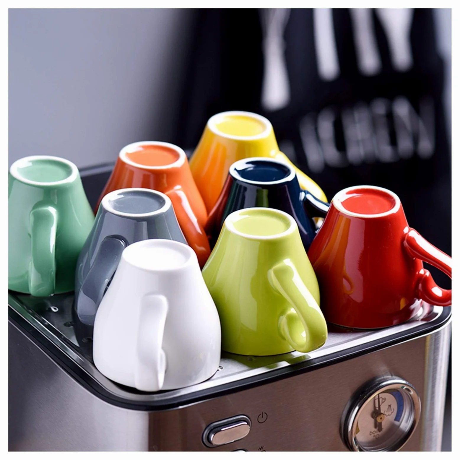 Set Tazzine caffè,Tazzine Caffe con Piattino Colorato Spesso Ceramica Espresso Coppe piattino Set Cafe Domestica Caffe Latte Expresso caffè Forte Tazze Vassoio all'Ingrosso(Red)