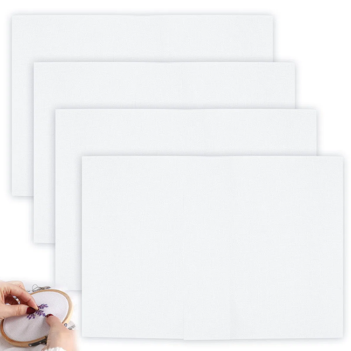 4 Pezzi Tela Aida per Punto Croce, Tessuto per Punto Croce, Panno Punto Croce 30 x 45cm, Aida Panno Punto Croce Aida Ricamo Tessuto, 14CT Bianco Tela Aida per Punto Croce, Ricamo, Cucito, DIY