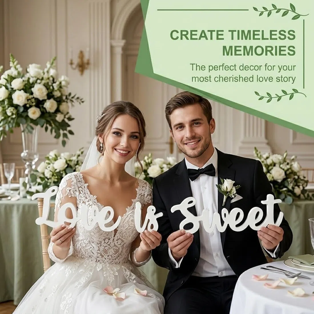 Decorazione da Tavolo in Legno "Love Is Sweet" - Perfetta per Matrimonio, Anniversario e Casa - Idea Regalo per Coppie e Sposi