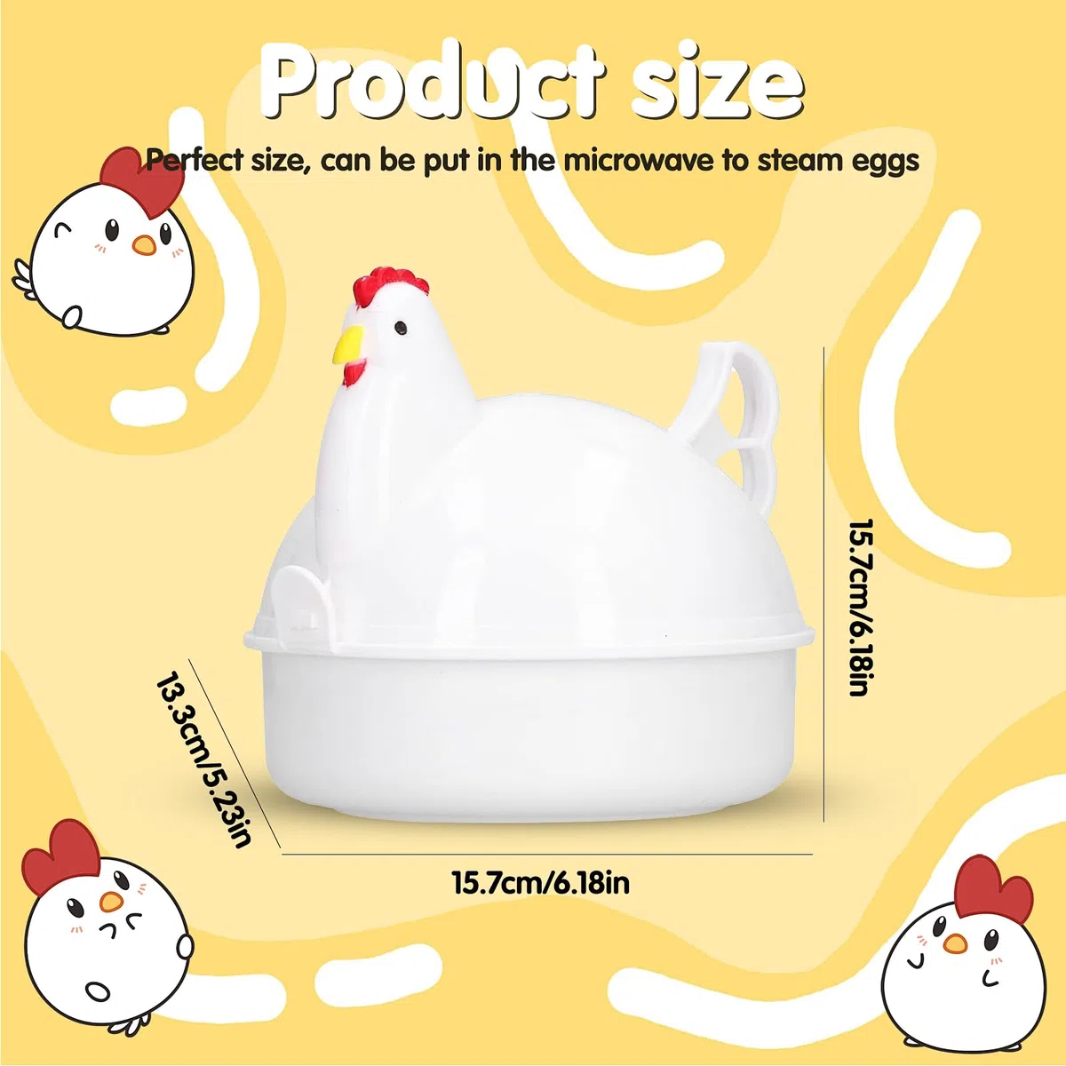 Wohlstand microonde uova caldaia,Cocò Cuociuova Microonde 13.3 * 15.7 * 15.7cm,uovo caldaia cucina forniture,forma di uovo,Bianco, per 4 uova
