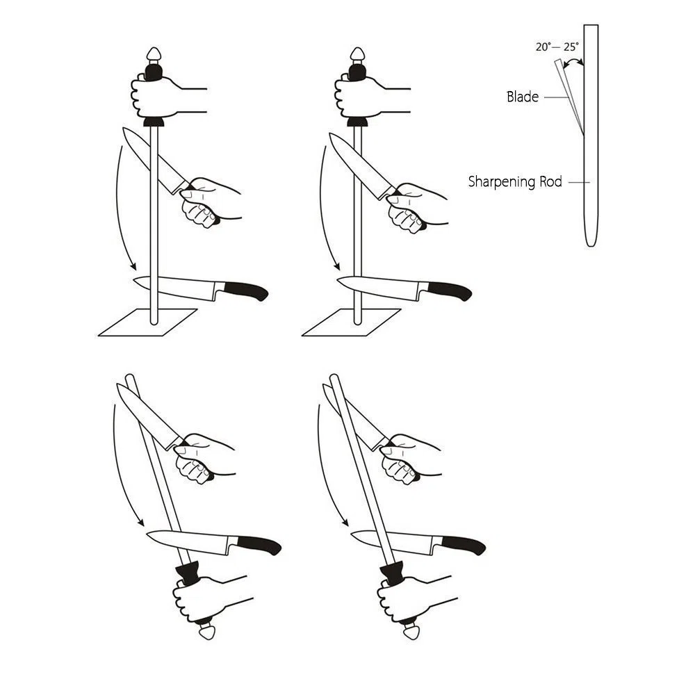 43 CM Fucile da affilatura per coltelli, affilacoltelli, fucile da affilatura professionale ovale, fucili da cucina a coltelli diamantati per coltelli da cucina e macelleria