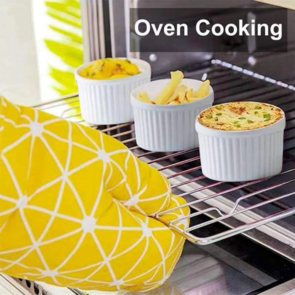 Set di 6 piatti da soufflé in porcellana, adatti al forno, per salse, zuppe di cipolle, torta di lava, flan, crème brûlée, budino, confezione da 6 pezzi