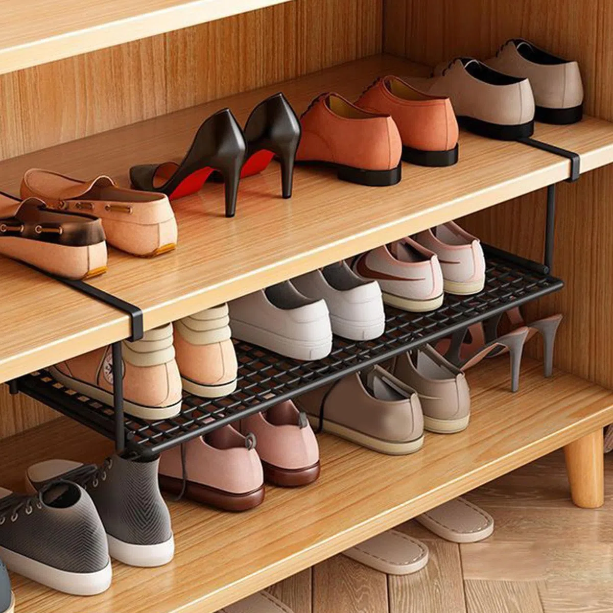 Cesto sotto il ripiano - Ripiano sotto l'armadio mensola portaoggetti | Organizer armadio mensola sospesa retrattile cestino per scarpe salvaspazio per cucina