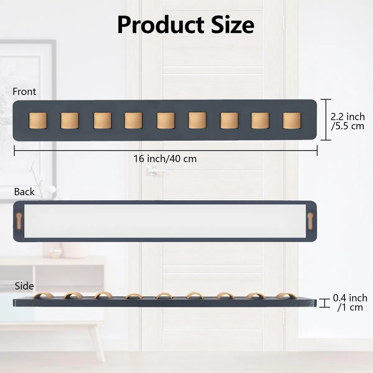 Espositore Occhiali, 40cm Portaocchiali a Parete, Supporto Per Occhiali Parete in Legno, 9 Scomparti, Per Appendere Gli Occhiali, Adatto a Soggiorno, Camera da Letto, Bagno, Nero