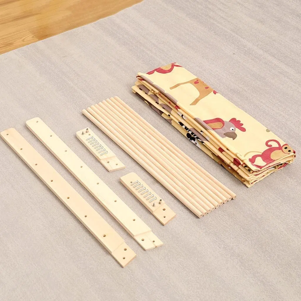 HEYOUTH Scaffale Libri Montessori per Bambini in Legno, 75x30x79 cm con 6 Tasche di Tessuto, Libreria Aperta per Conservare ed Esporre Libri e Giocattoli (Animal style)
