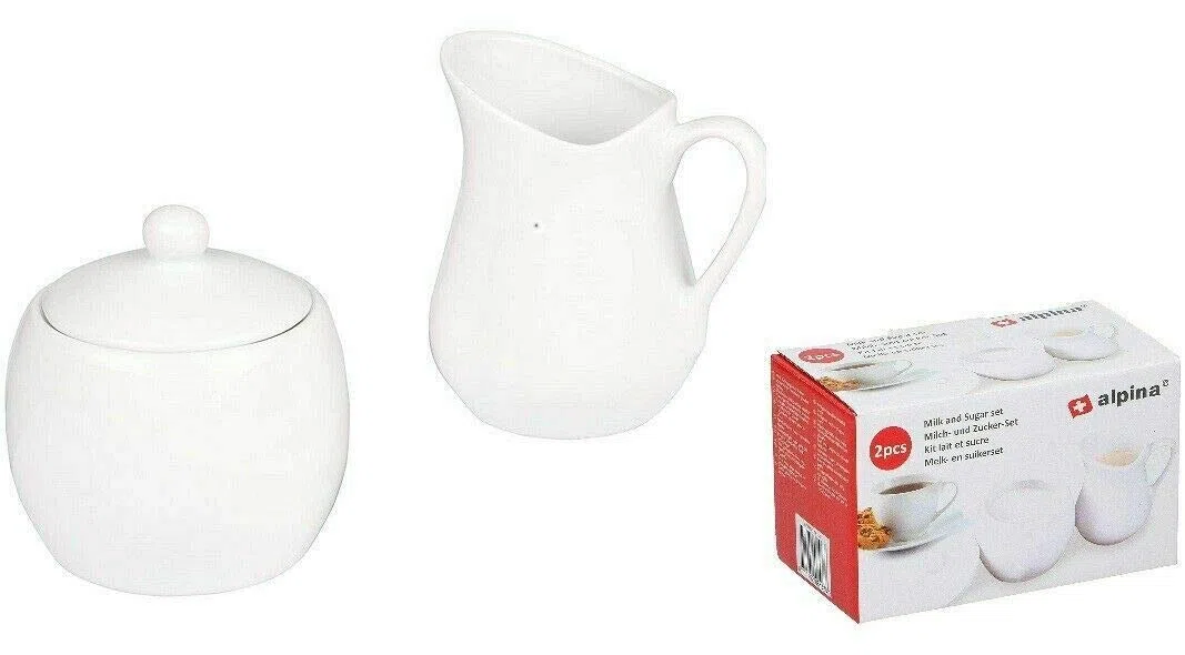 FOFO' Set Colazione LATTIERA E ZUCCHERIERA in Ceramica Bianca Lucida
