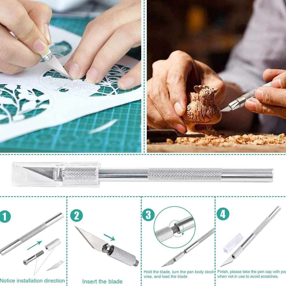 ImnBest 19 Utensili in Vinile per diserbo in Acciaio Inox, Accessori per Plotter HTV+1 Tappetino da Taglio A5, Set di Attrezzi Fai da Te, cammeo, Etichetta, Regali di Natale Fai da Te