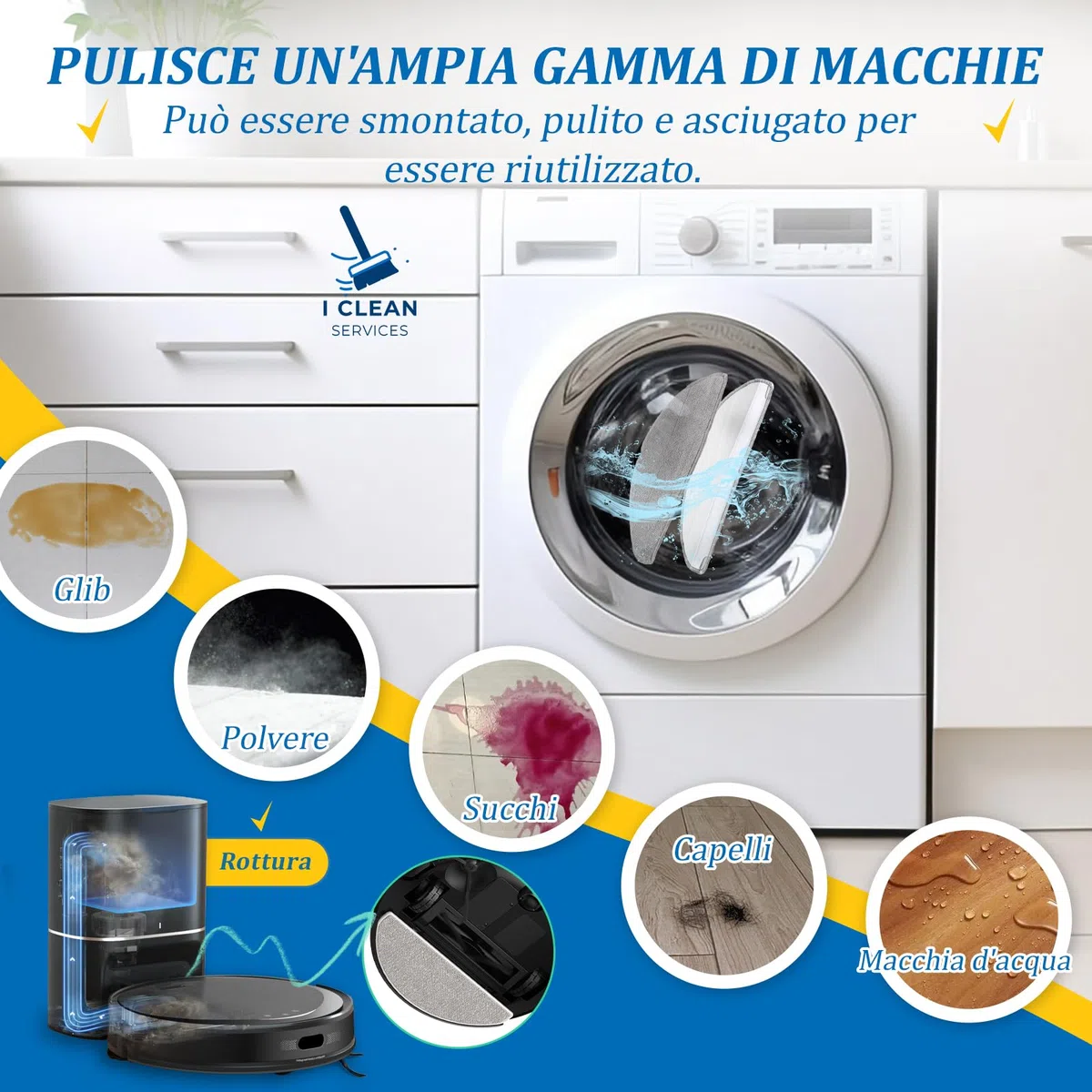 RongZy 8 Pezzi RVA301 Panni Lavabili per Tapo RV30 Max Plus/ RV30 Max Spazzole a Disco per Tapo RV20 Max Plus/ RV20 Max Panni Mop di Ricambio Robot Aspirapolvere Accessori
