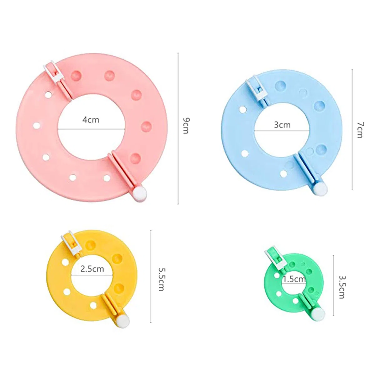 Strumento per creare pompon fai da te, per artigianato, decorazioni, regali, colori: rosa, blu, giallo, verde, 8 pezzi